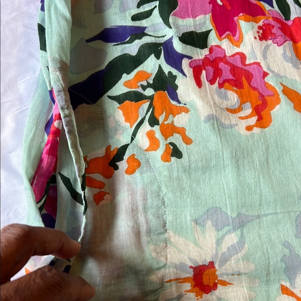 Soft Surroundings Aqua Lily 3/4 Sleeve Large Button Down Shirt - Picture 9 of 10